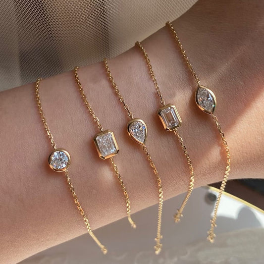 Pulsera Solitario Biselada Moissanita